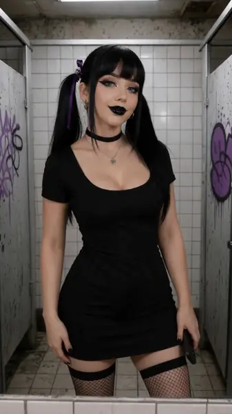 AI-created gothic character in a black dress